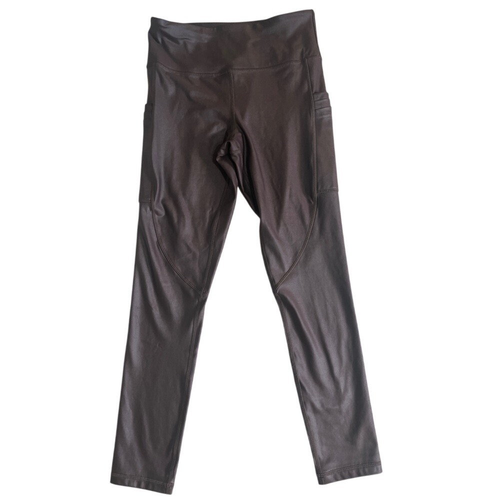 Zyia Leggings Brown Shine Size 6 8
